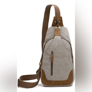 Vintage brown and beige crossbody bag